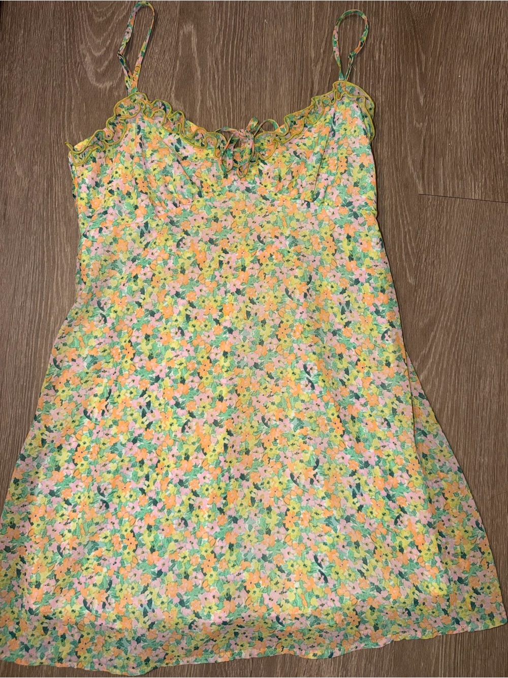 Floral Yellow Sundress with Ruffle Trim